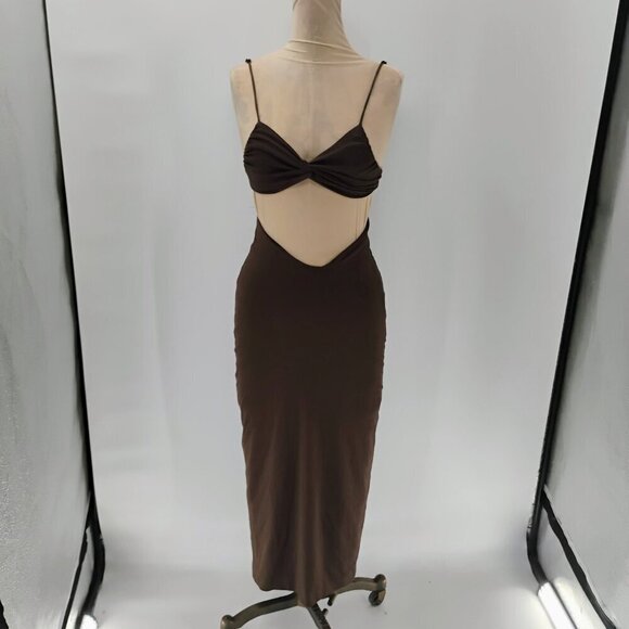 NWT Jin Giorgio Fits Everybody Long Slip Dress in Cocoa Sz. Xs cut out - Picture 5 of 16